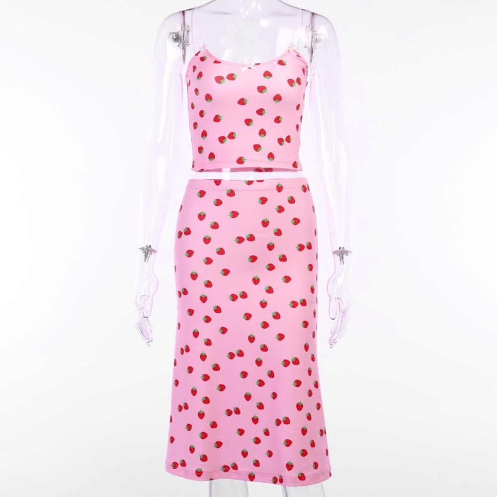 🍓Sexy Kawaii Lolita Strawberry Dress Set | Pink - Picture 14 of 16